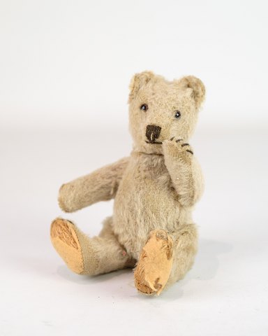 Old Teddy Bear In Mohair - Beige - Glass Eyes - Vintage Toy - Collector