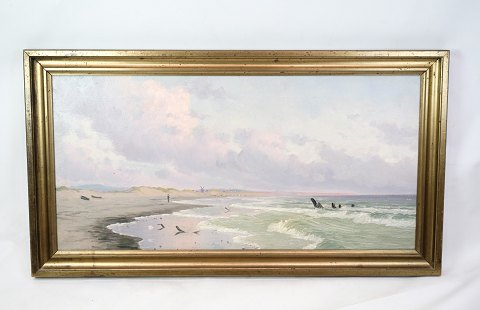 Oliemaleri På Lærred - Kystlandskab - Alfred Theodor Olsen - Ca. År 1900
