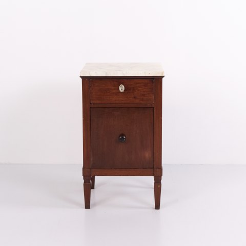 Mahogany Bedside Table or Side Table with Marble Top from the 1930s
