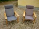 Resting chairs in oak with wool designed by Hans Wegner from Getama furniture factory 5000 m2 showroom