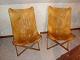 Rest two chairs / folding chairs in cognac colored brown patinated leather signed by J Hardy 5000 m2 showroom