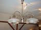 PH Bombardment Chandelier in chrome metal with 6 arms from the years around 1940 with original shades in clear glass 5000 m2 showroom