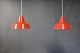 A pair of Classic red "Workshop"lamps by Louis Poulsen.5000m2 showroom.