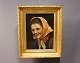 Antique portrait painting from the 1800 hundreds, l signed J. B. with wooden frame decorated with gold leaf.5000m2 showroom.