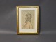 Henry Heerup oil chalk and pencil drawing, signed Heerup self portrait 29th of January 1945.5000m2 showroom.