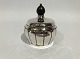 Small sugarbowl in hallmarked silver with pearl edge and ebony handle.5000m2 showroom.