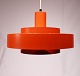 Equator pendant with orange/red lacquered metal shades by Jo Hammerborg for Fog and Mørup from the 1960s.5000m2 showroom.