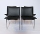 Set of 4 "Airport-chairs", model AP37, in black classic leather by Hans J. Wegner and AP Stolen.5000m2 showroom.
