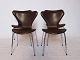 A set of 4 Seven chairs, model 3107, designed by Arne Jacobsen and manufactured by Fritz Hansen in 1967.5000m2 showroom.