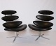 Set of two Corona easy chairs, model EJ 5, in black Cava leather, by Poul M. Volther and Erik Jørgensen.5000m2 showroom.