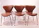 A set of 6 Seven chairs, model 3107, designed by Arne Jacobsen and manufactured by Fritz Hansen, 1980s.5000m2 showroom.