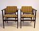 A set of four armchairs in teak and upholstered with striped fabric, by Erik Buch from the 1960s.5000m2 showroom.
