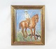 Oil painting with horse motif and with gilded frame.5000m2 showroom.