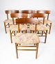 Set of six dining room chairs - Teak - Light Flowered Fabric - Danish Design - 
1960
