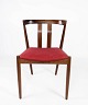 Dining room chair in teak and upholstered with red fabric of danish design from 
the 1960s. 
5000m2 showroom.