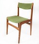Set of four dining room chairs in teak and green upholstery, designed by Erik Buck from the 1960s. Produced at O.D møbler 