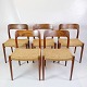 Set Of 5 Dining Chairs - Model 75 - Teak - Paper Wicker - N.O Møller - 1960s
Great condition
