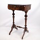 Antique Sewing/Side Table With Built-in Storage - Hand Polished Mahogany - 
Turned Legs - Year 1890s
