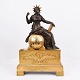 French Mantel Clock - Bronze - Decorated With Female Figure with Radiant Crown 
and Book - Paris - Year 1820s
