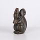 Knud Basse Squirrel Figure in Dark Ceramic with Nut, Danish Design, 1960s