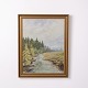 Landscape Painting on Canvas with Gilt Frame from the 1950s