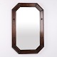 Rectangular Mirror with Carved Dark Wood Frame from the 1940s