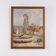 Oil Painting on Canvas Depicting Dragør Harbour by B. Tandberg