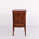 Bedside Table in Dark Wood with Brass Mounts and Tapered Legs from the 1940s