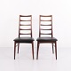 Set of 2 Lis Dining Chairs in Rosewood with Black Elegance Leather by Niels Koefoed