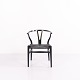 CH24 Wishbone Chair in Black with Black Paper Cord Seat by Hans J. Wegner