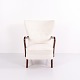 High-Back Armchair Model 23B in Polished Wood with Light Upholstery by Alfred Christensen for Slagelse Møbelfabrik 1940s