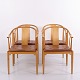 Set of 4 Hans J. Wegner China Chairs FH 4283 in Cherry Wood with Leather by Fritz Hansen 1979
