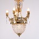 Antique French Crystal Chandelier in Gilt Bronze with Five Arms from 1890