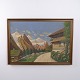 Oil Painting with Alpine Landscape and Mountain Farms, circa 1940–1960