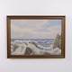 Oil Painting with Rocky Coast and Rough Sea, Signed Vagn Christensen, circa 1940–1960