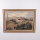 Oil Painting on Canvas with Hilly Landscape, Farmhouse and Fir Trees, Signed, circa 1960–1980
