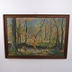 Oil Painting on Canvas with Autumn Forest and Stream, Signed, circa 1940–1960