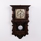 Antique Oak Wall Clock with Carved Details from the 1920s