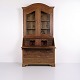 Oak Secretary Desk with Glazed Display Cabinet and Brass Fittings in Baroque Style, circa 1880