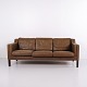 Stouby Three-Seater Sofa in Brown Leather, Danish Design, 1960s