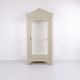 Grey-Painted Display Cabinet with Curved Top and Carved Details, 1920