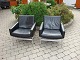 Armchair 2 pieces in black leather Danish design by Henry Rolschau from 1950 are 5000 m2 showroom